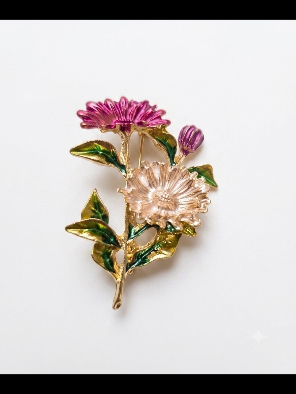 Gold-Tone Pink & Cream Floral Brooch - Women Jewelry